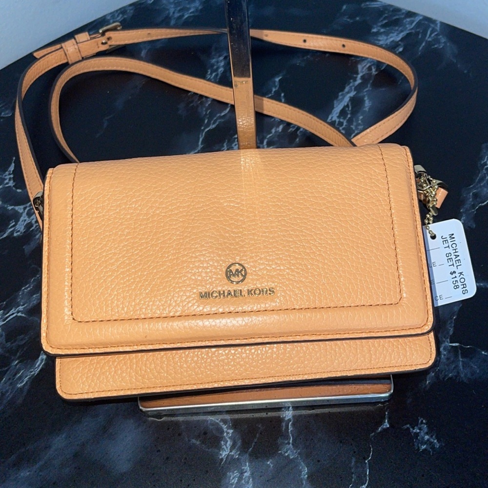 MICHAEL MICHAEL KORS Jet Set Charm Small Phone Crossbody Light Orange AUTHENTIC - Picture 2 of 11